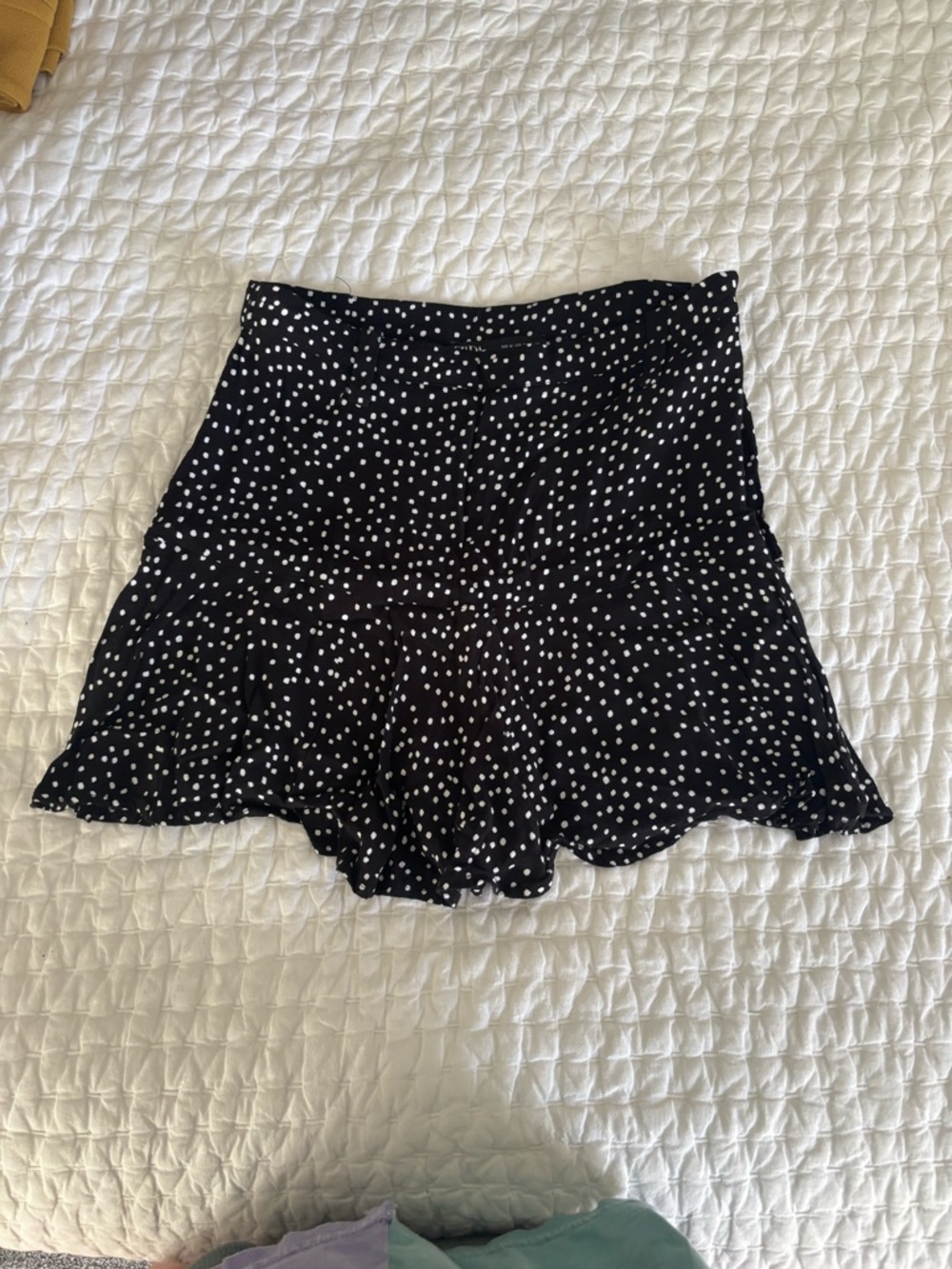 Black Polka Dot Ruffle Mini Skort